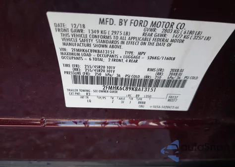 2019 Ford Flex Sel z USA, uszkodzony, nr VIN 2FMHK6C89KBA13151